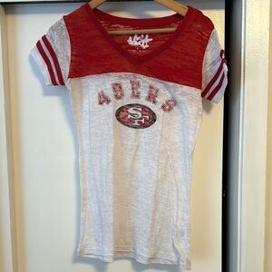 Touch by Alyssa Milano Red and White Short Sleeve Tee